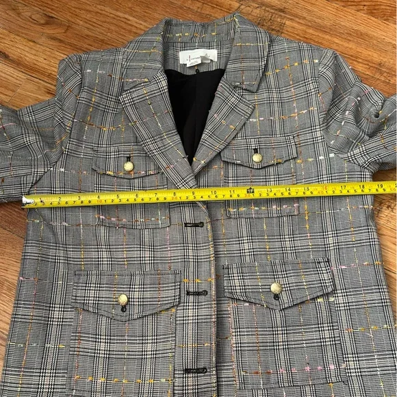 By Anthropologie Glen Plaid Tweed Blazer with Gold Buttons MISSING HOODIE Med - Picture 11 of 11